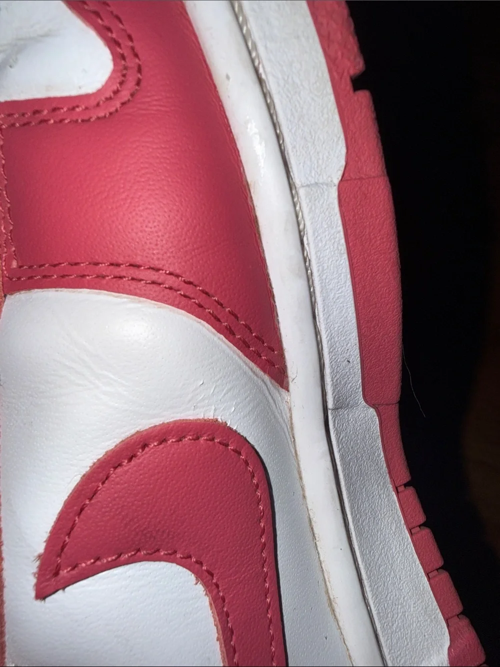 Nike Pink and White Dunk Lows